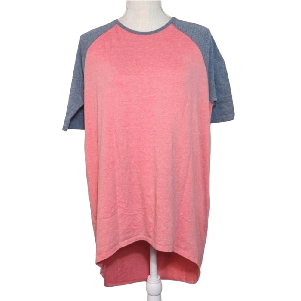 LuLaRoe Pink & Gray Raglan High-Low Tunic Tee | XS